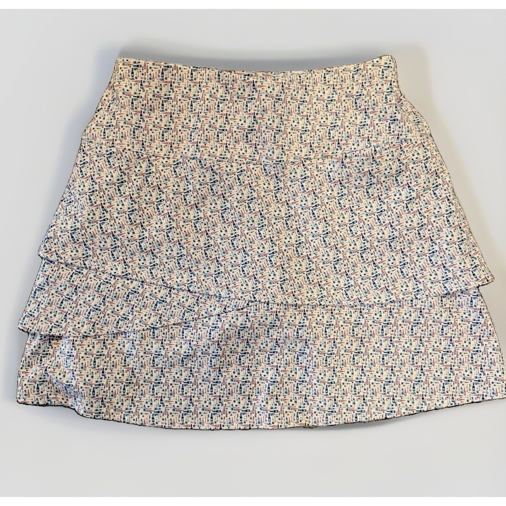 Scales Women's Wine Cocktail Ruched Layered Floral Print Mini Skirt Size Small